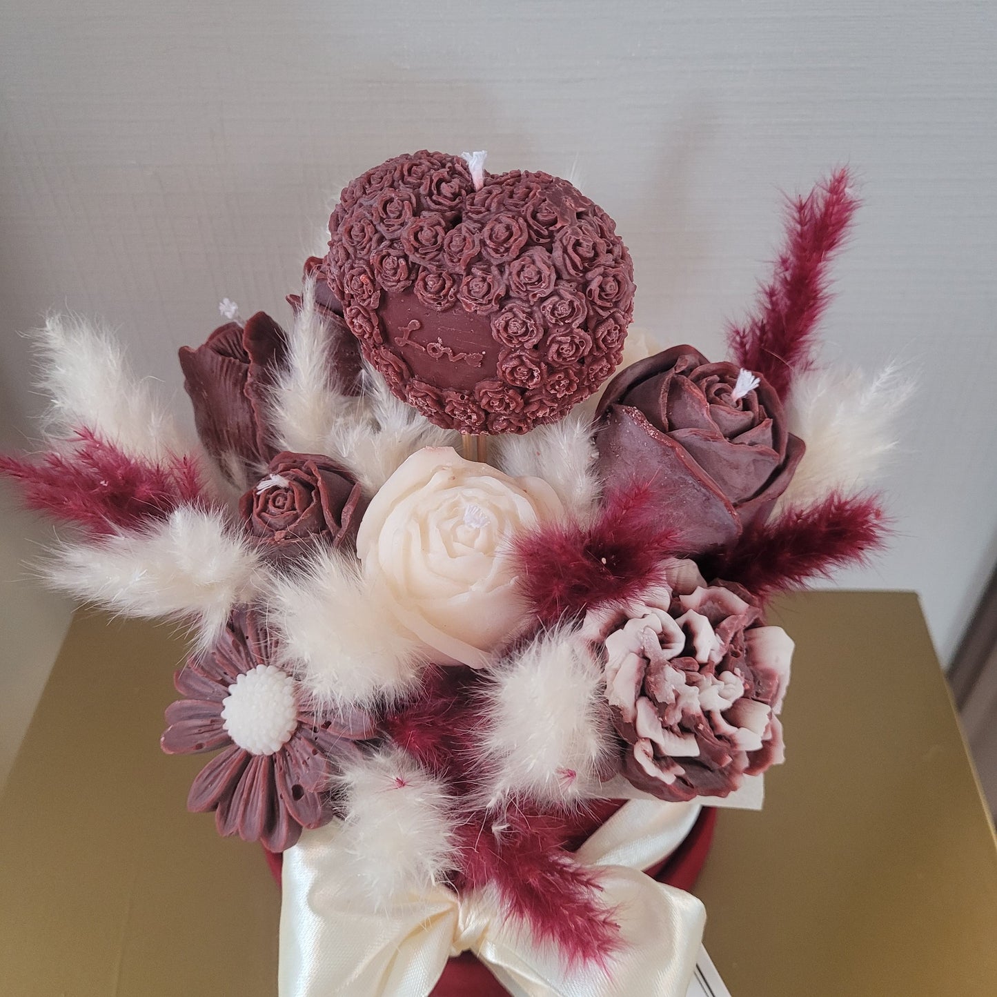 Kaarsboeket Bordeaux