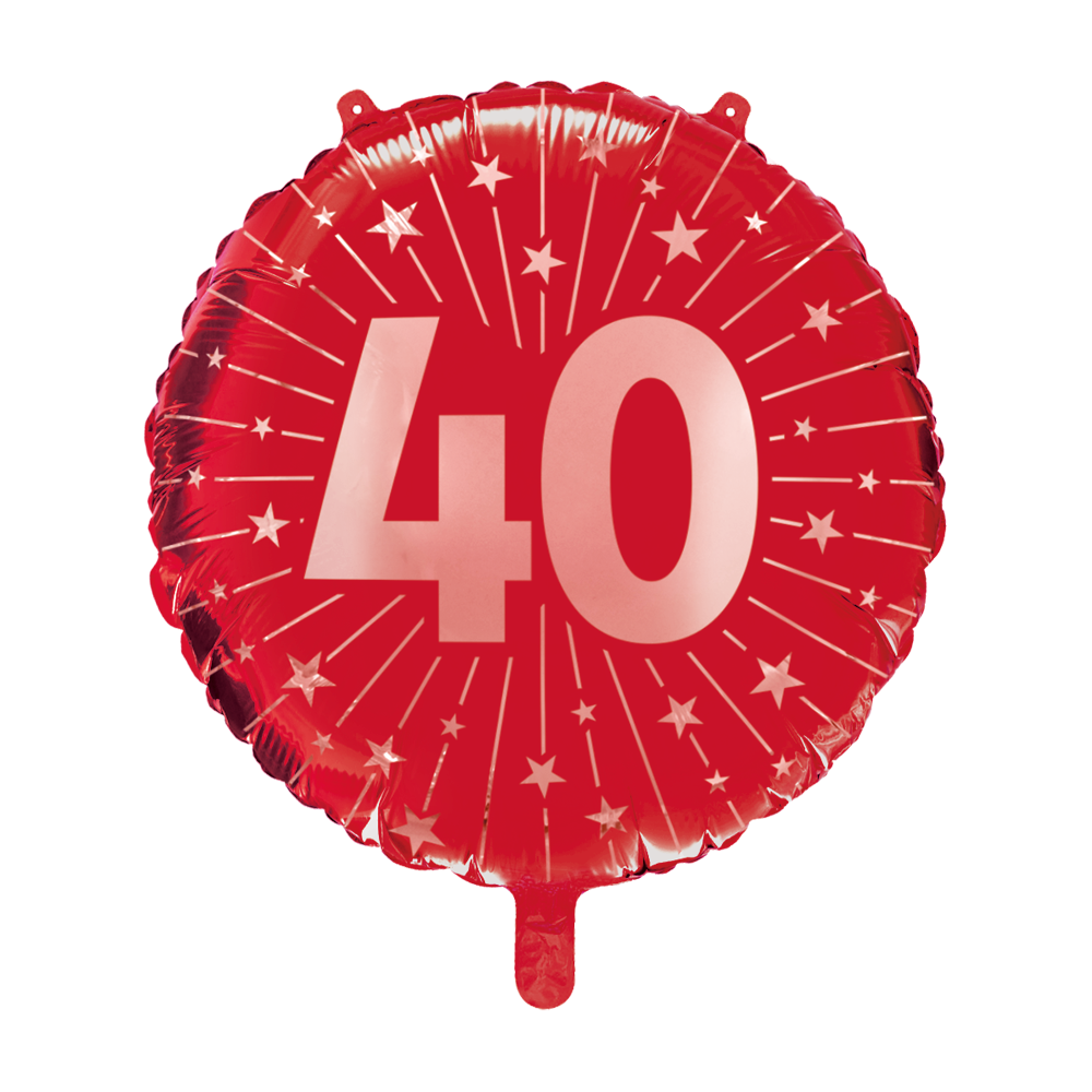 Folieballon inclusief helium - 40 jaar rood