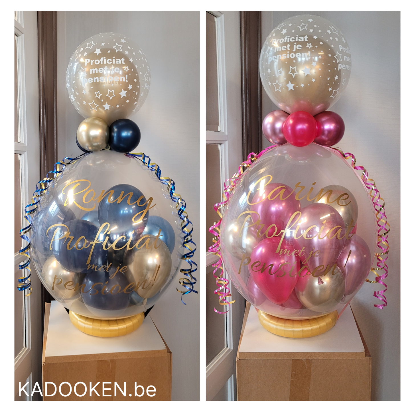 Pensioenballon met geld en eigen tekst