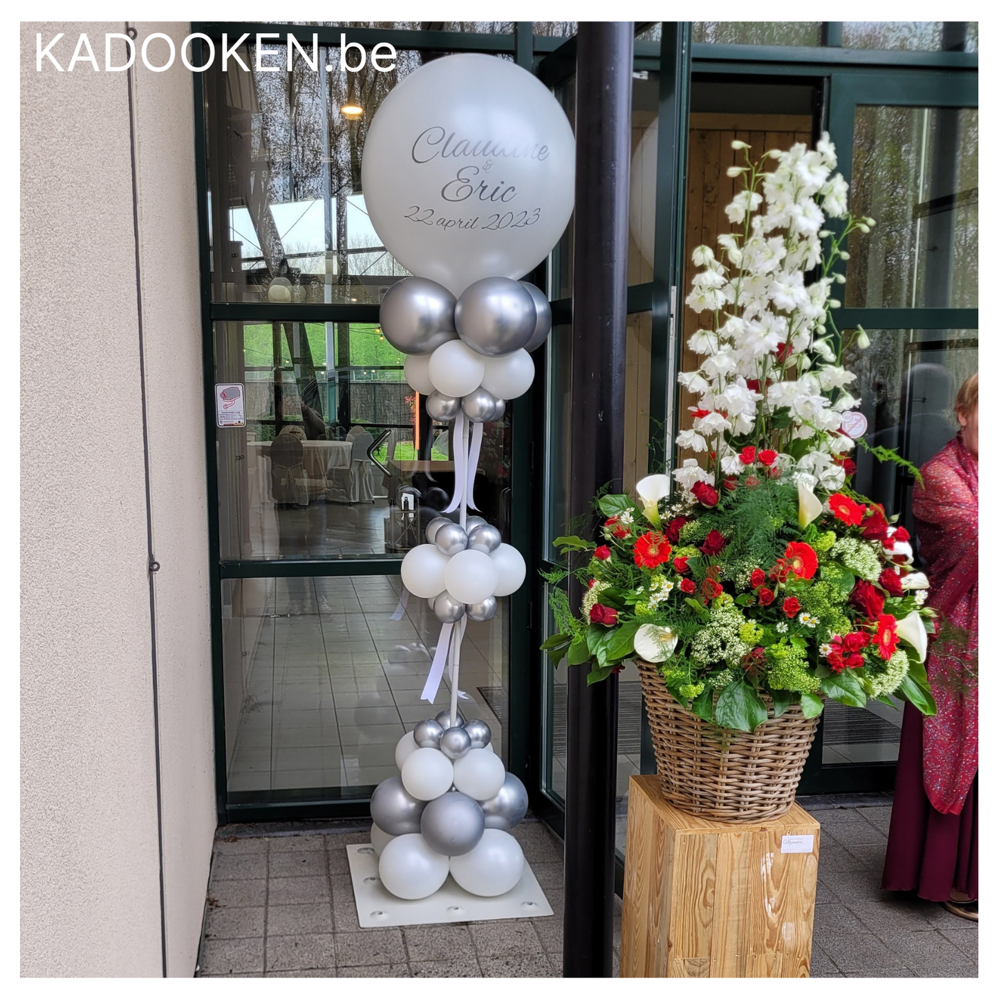 Elegante ballonzuil met eigen tekst