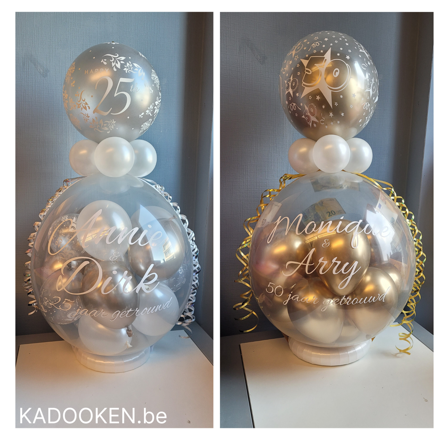 Geldballon/geschenkballon Jubileum met eigen tekst