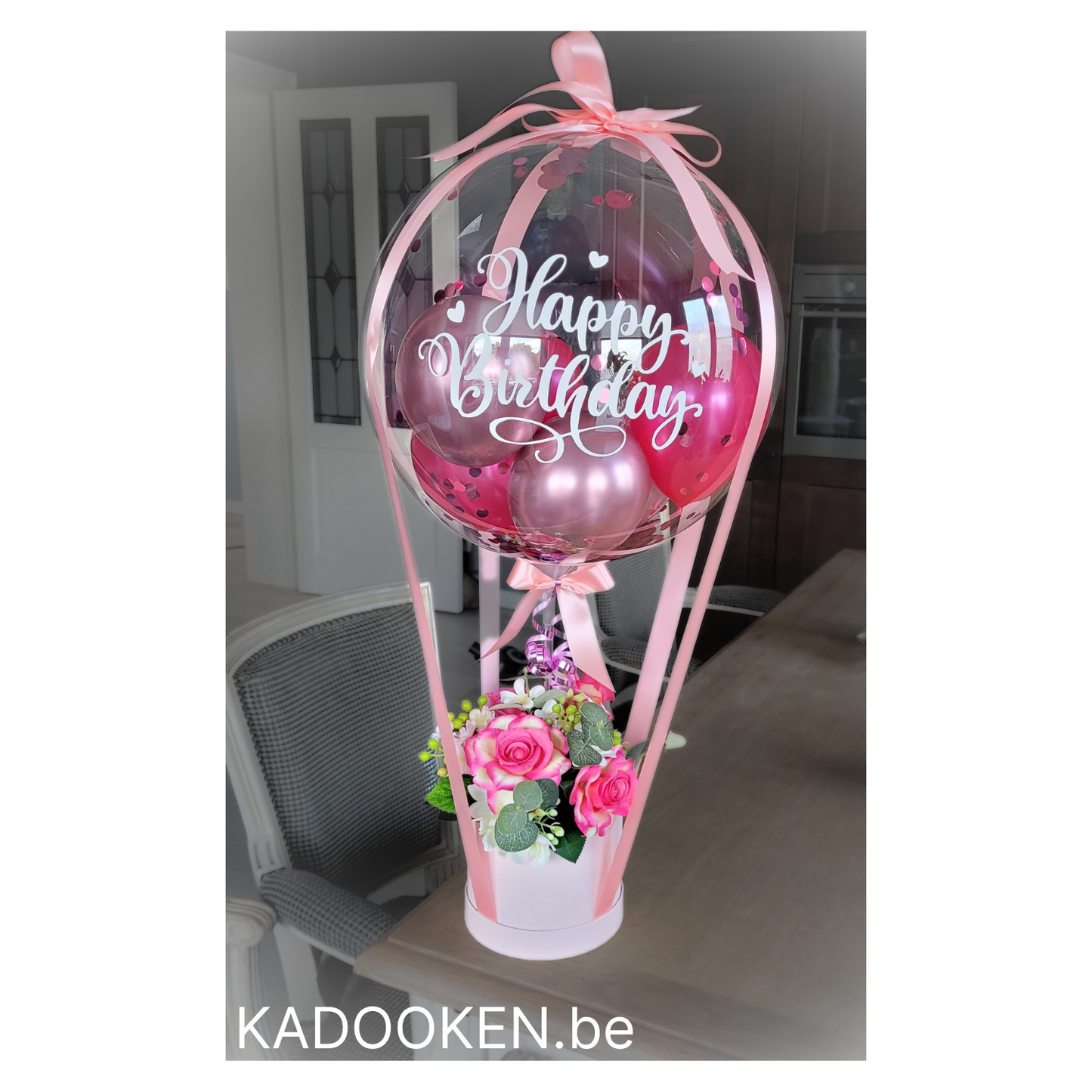 Luchtballon met bloemen