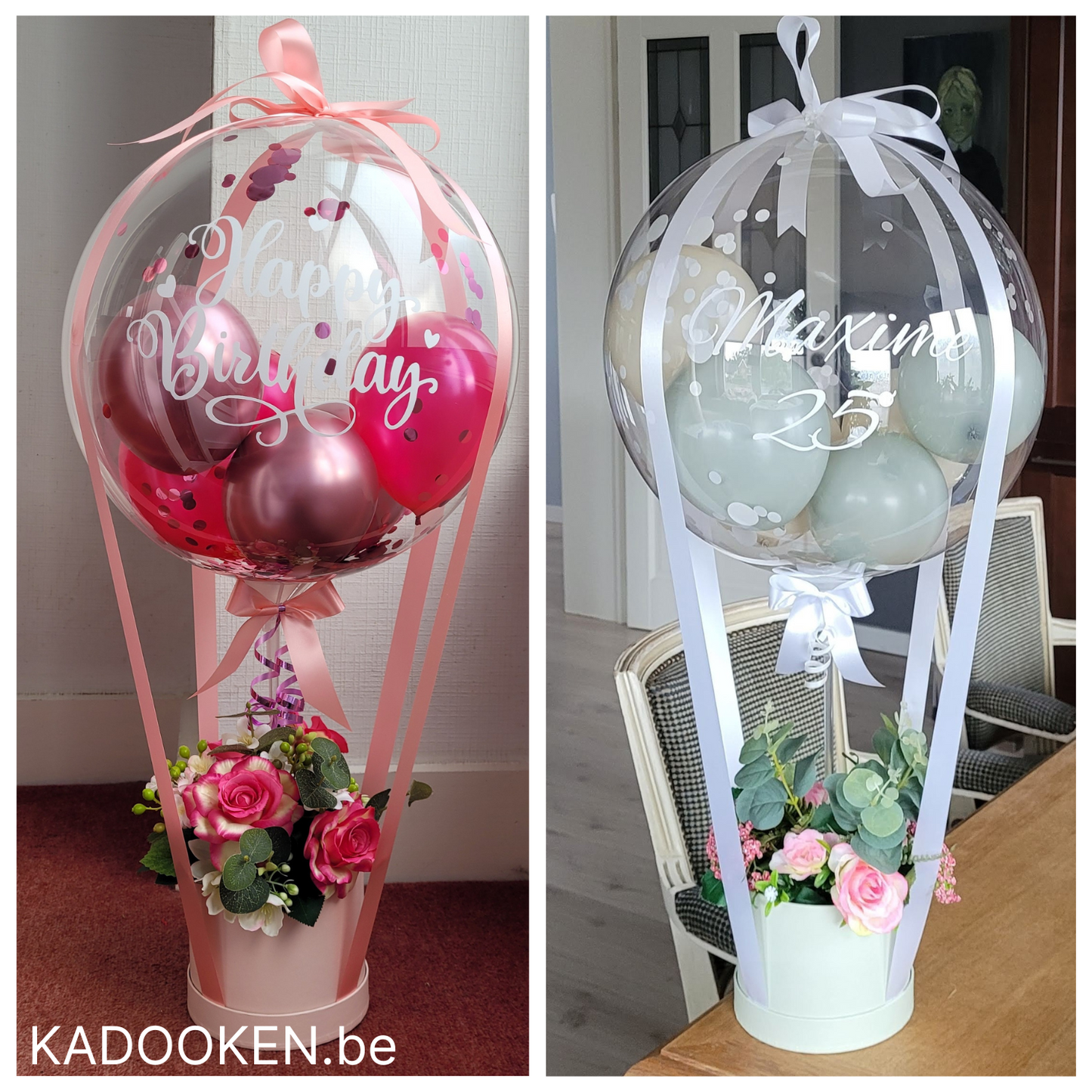 Luchtballon met bloemen Communie/Lentefeest