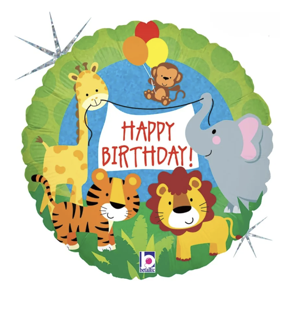 Folieballon Happy Birthday - Jungle Animals