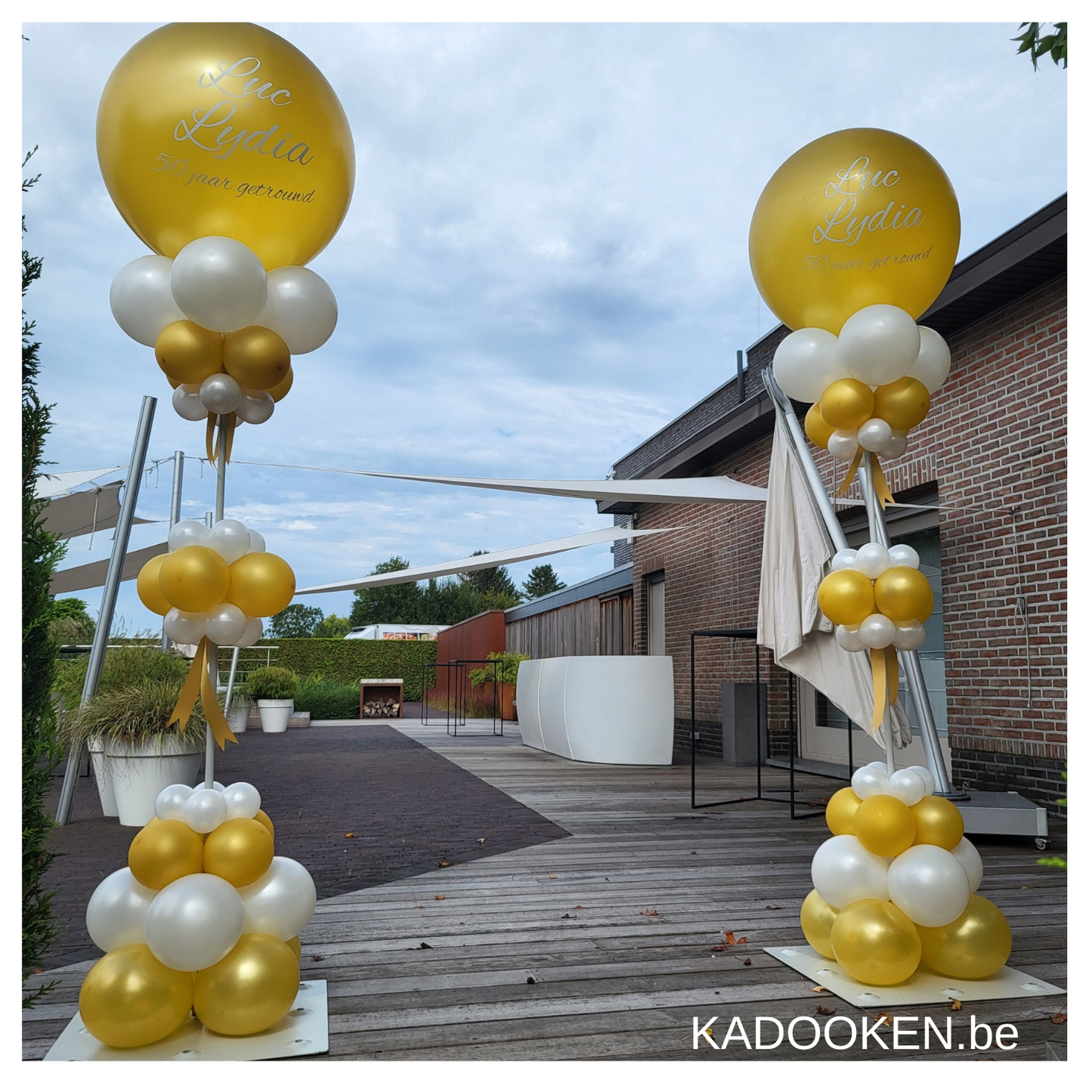 Elegante ballonzuil met eigen tekst