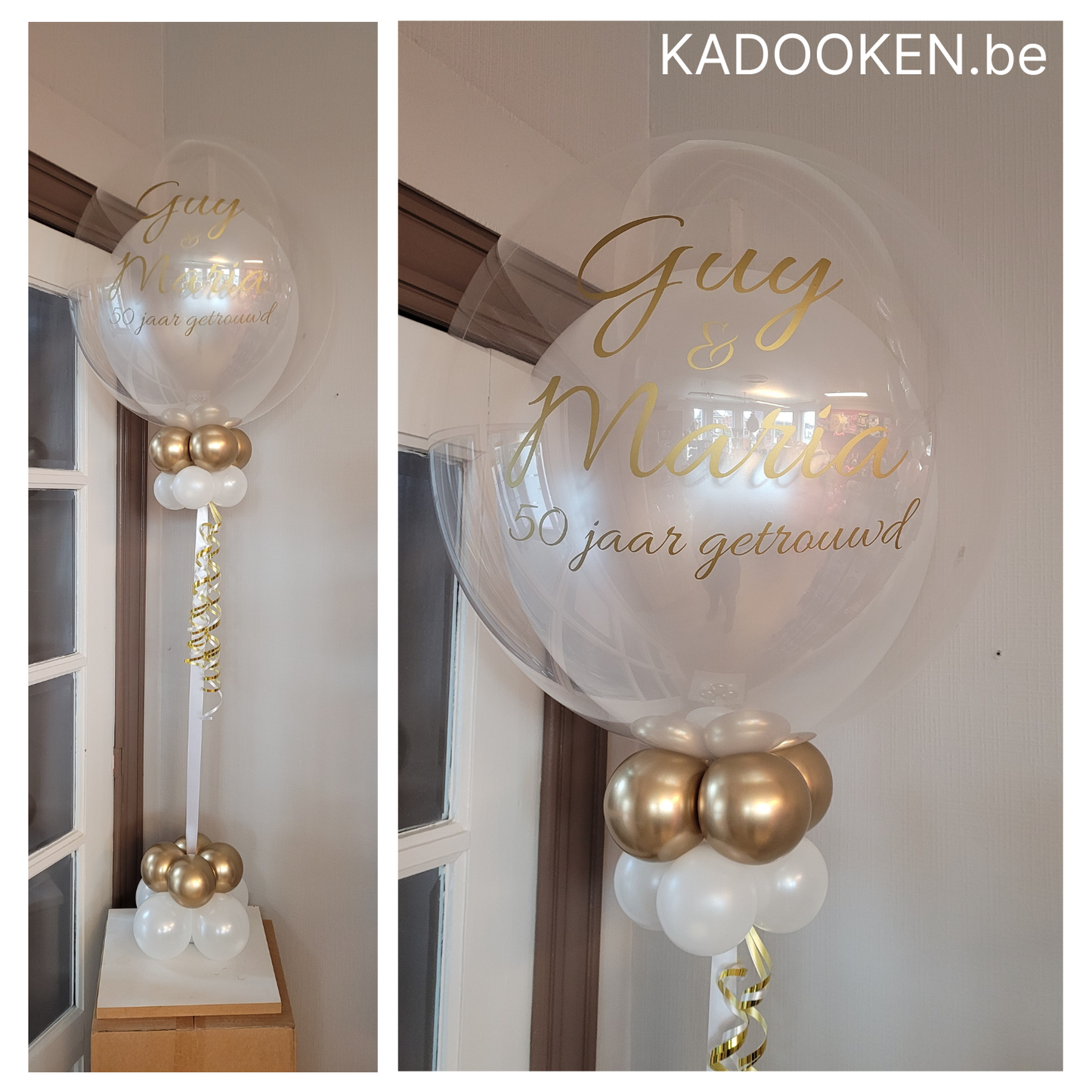 Standaard Bubble ballon met eigen tekst en ballonvoet