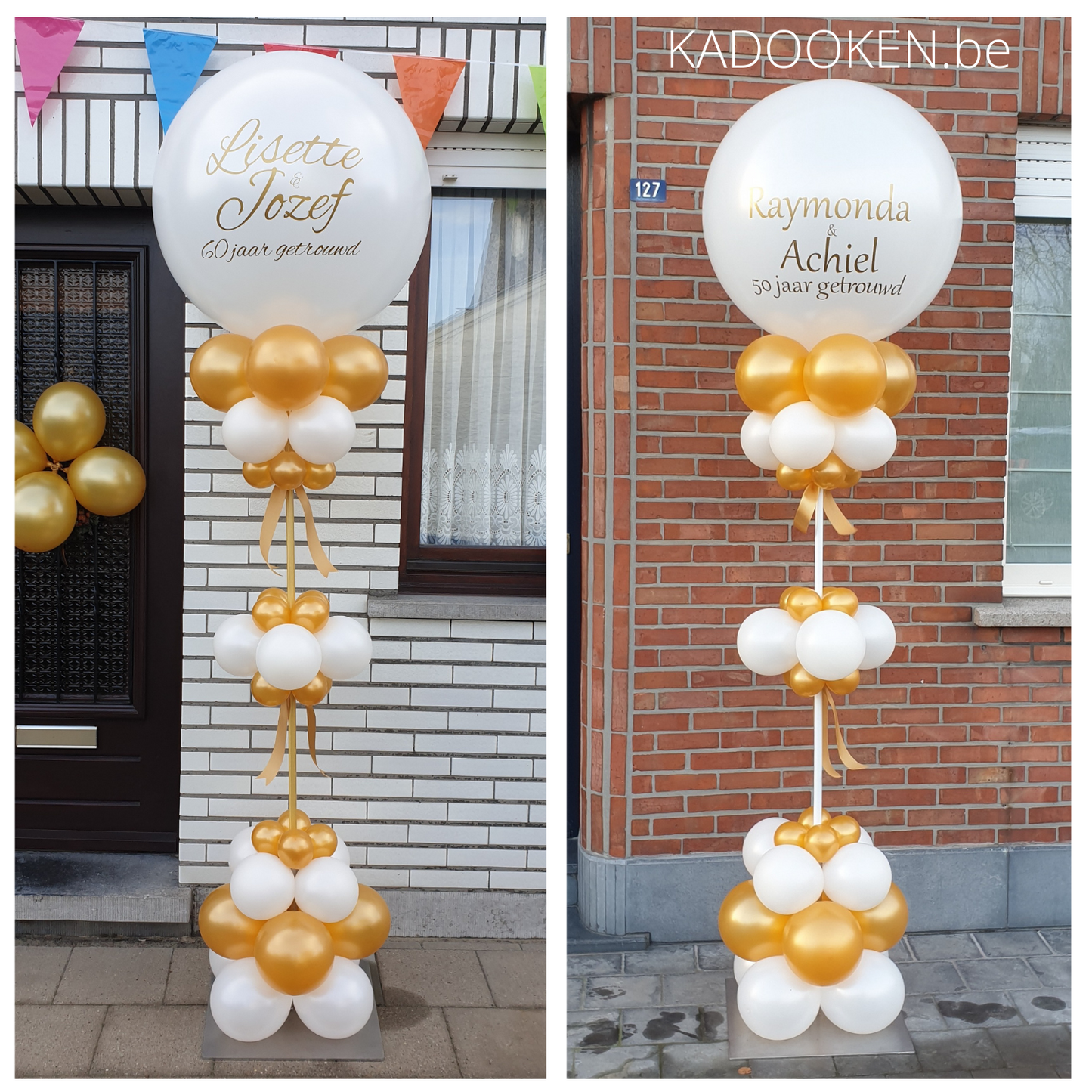 Elegante ballonzuil met eigen tekst