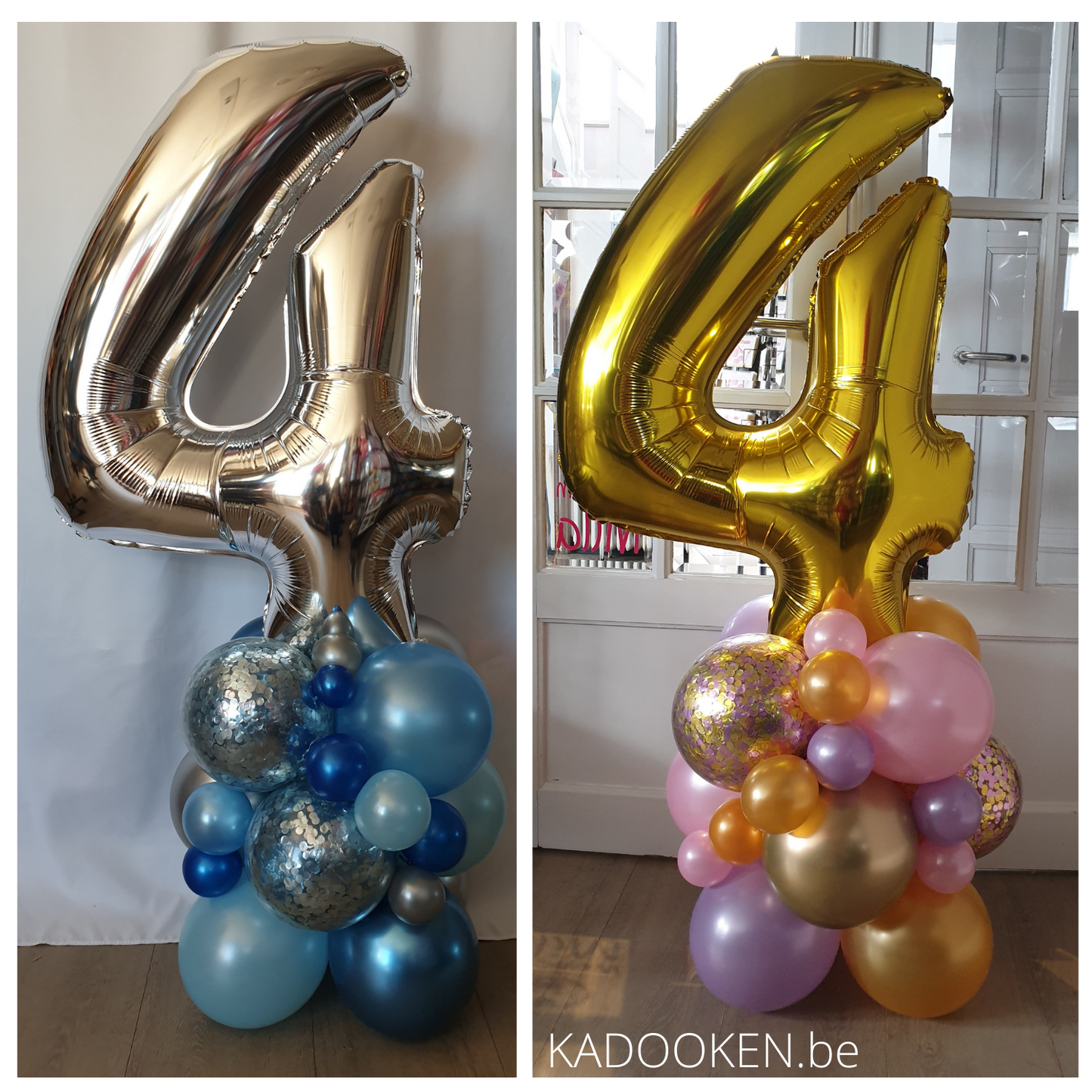 Groot foliecijfer op versierde ballonvoet - Prijs per cijfer