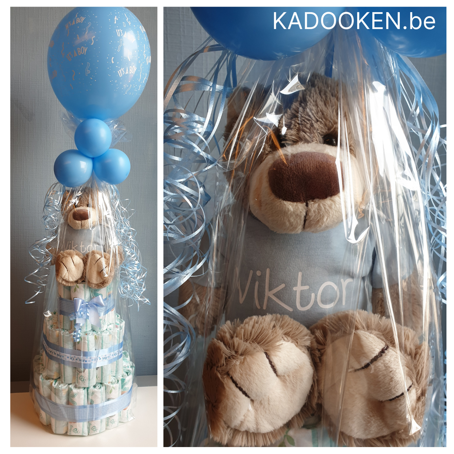 Pampertaart Large met knuffel met naam