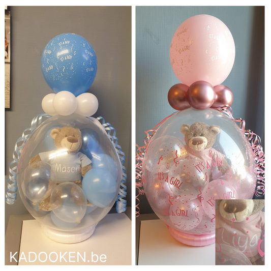 Geldballon/geschenkballon geboorte met beertje met eigen naam