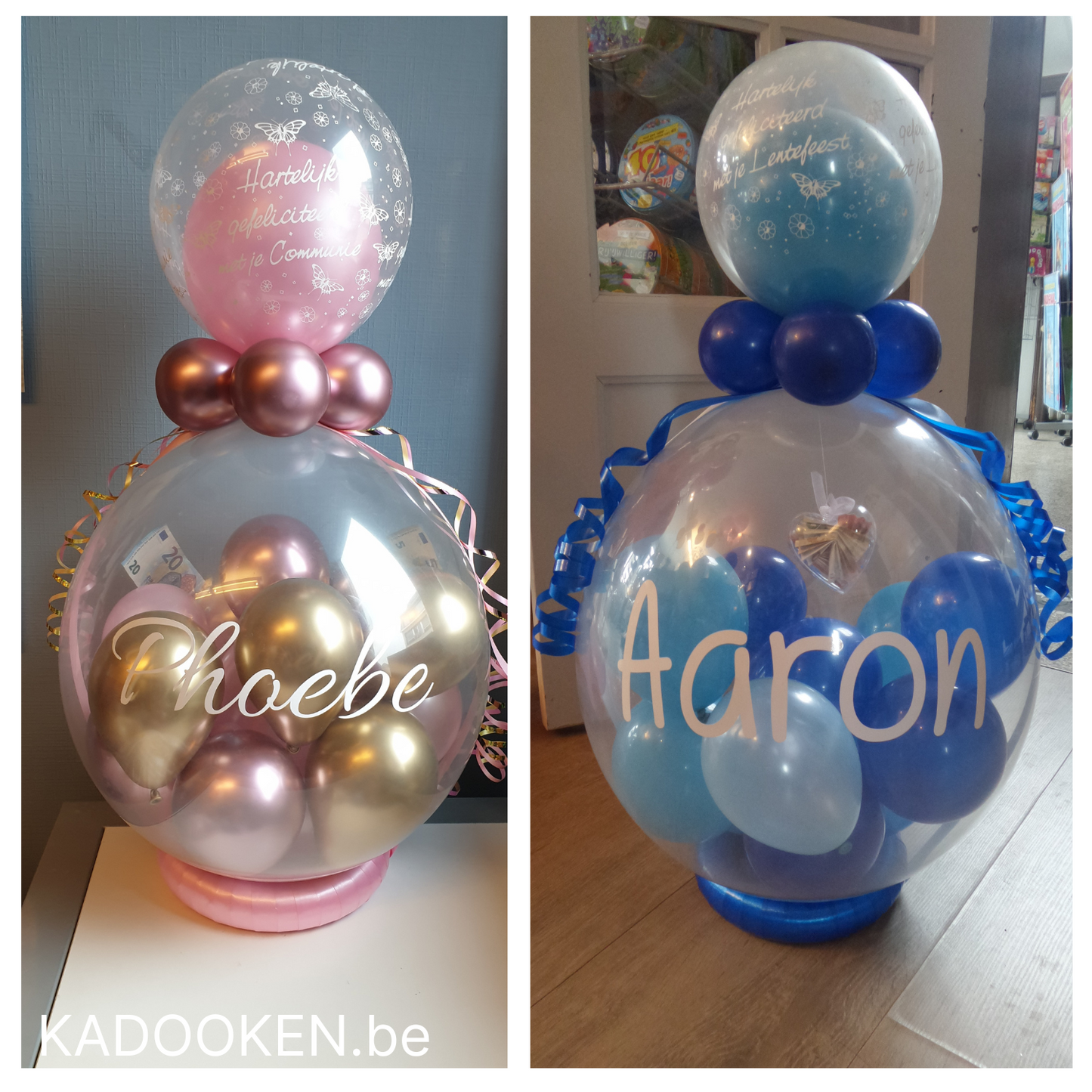 Geldballon/geschenkballon Communie met eigen tekst