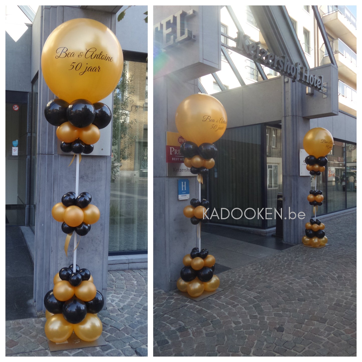 Elegante ballonzuil met eigen tekst