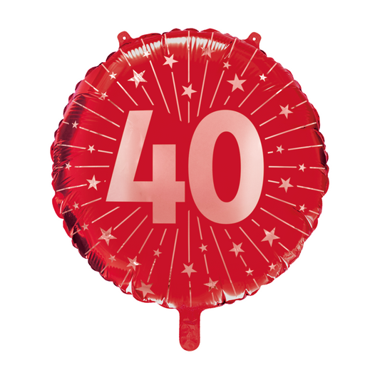 Folieballon inclusief helium - 40 jaar rood