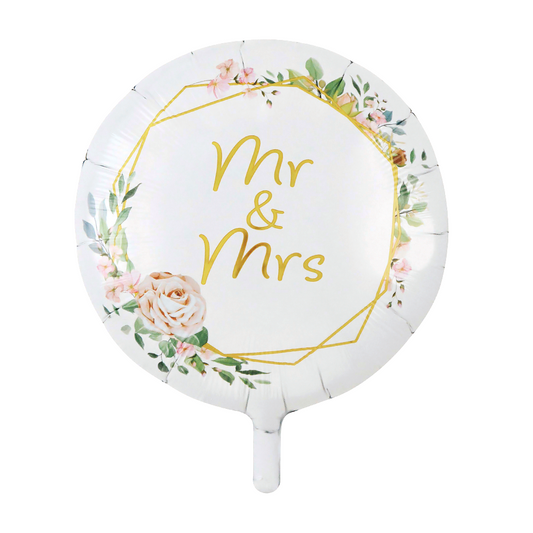 Folieballon inclusief helium - Mr & Mrs bloem - 30 cm