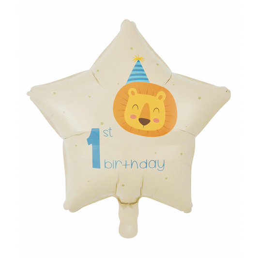 Folieballon inclusief helium - 1st Birthday Leeuw