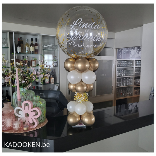 Tafelballon Confetti-bubble met eigen tekst