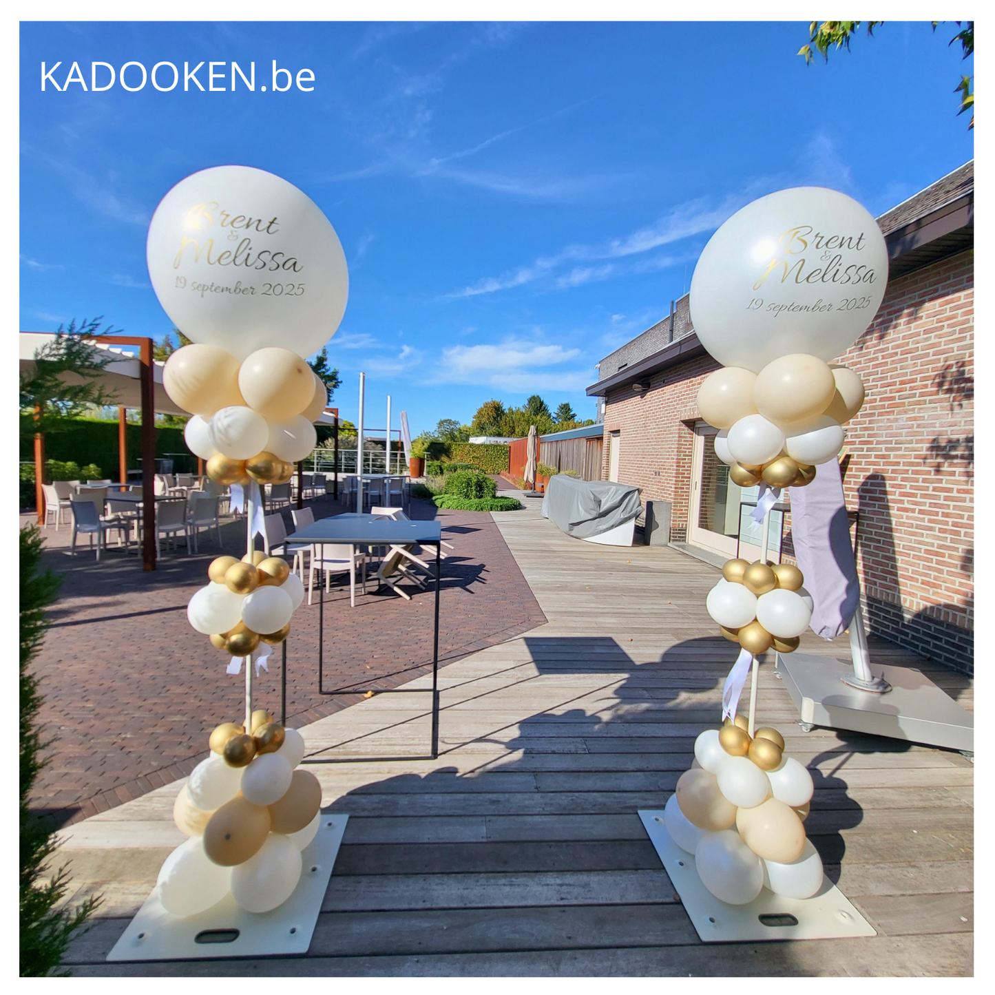 Elegante ballonzuil met eigen tekst