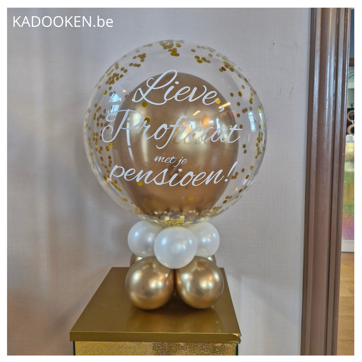 Pensioenballon met eigen tekst - Tafelmodel