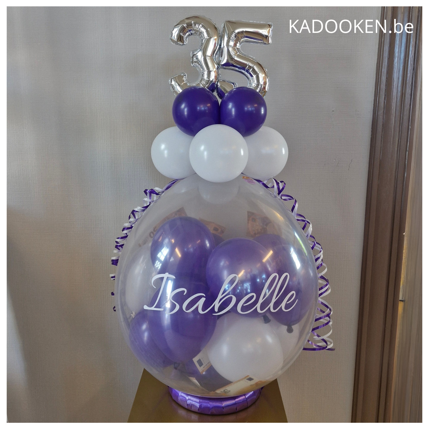 Geldballon/geschenkballon met eigen tekst en foliecijfers