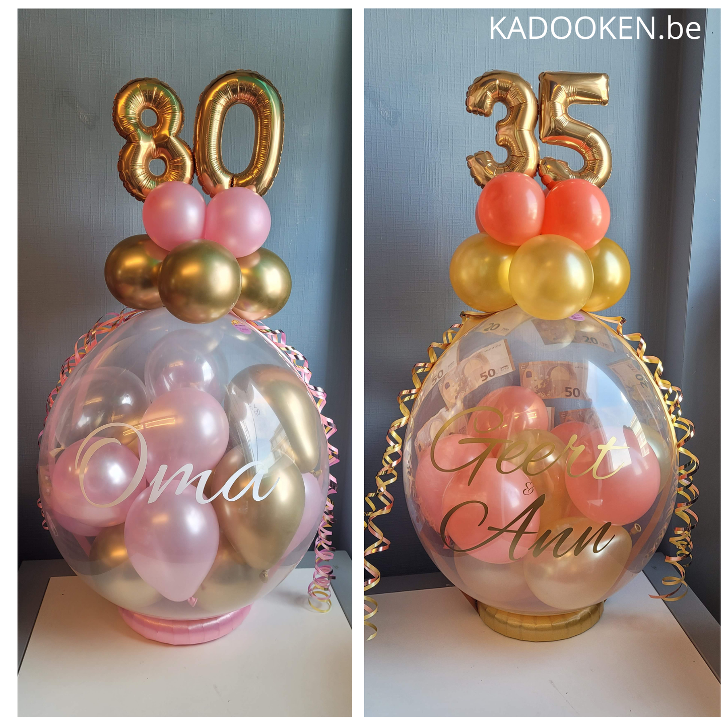 Geldballon/geschenkballon met eigen tekst en foliecijfers