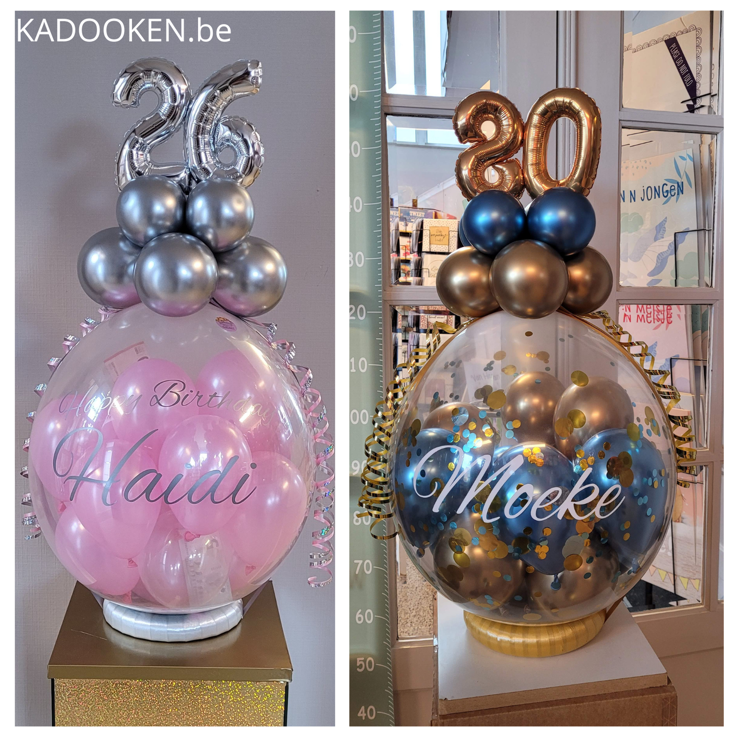 Geldballon/geschenkballon met eigen tekst en foliecijfers