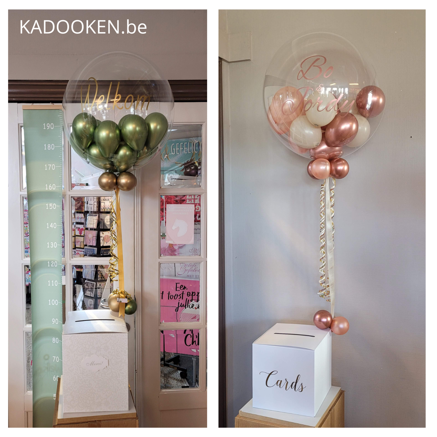 Enveloppendoos + bubble ballon met eigen tekst