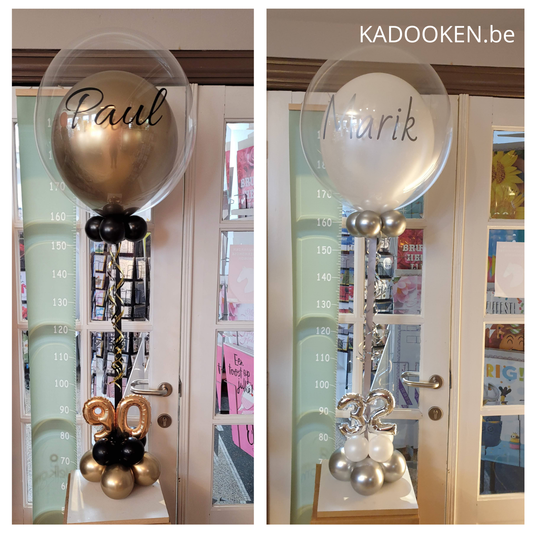Bubble ballon met eigen tekst en foliecijfers