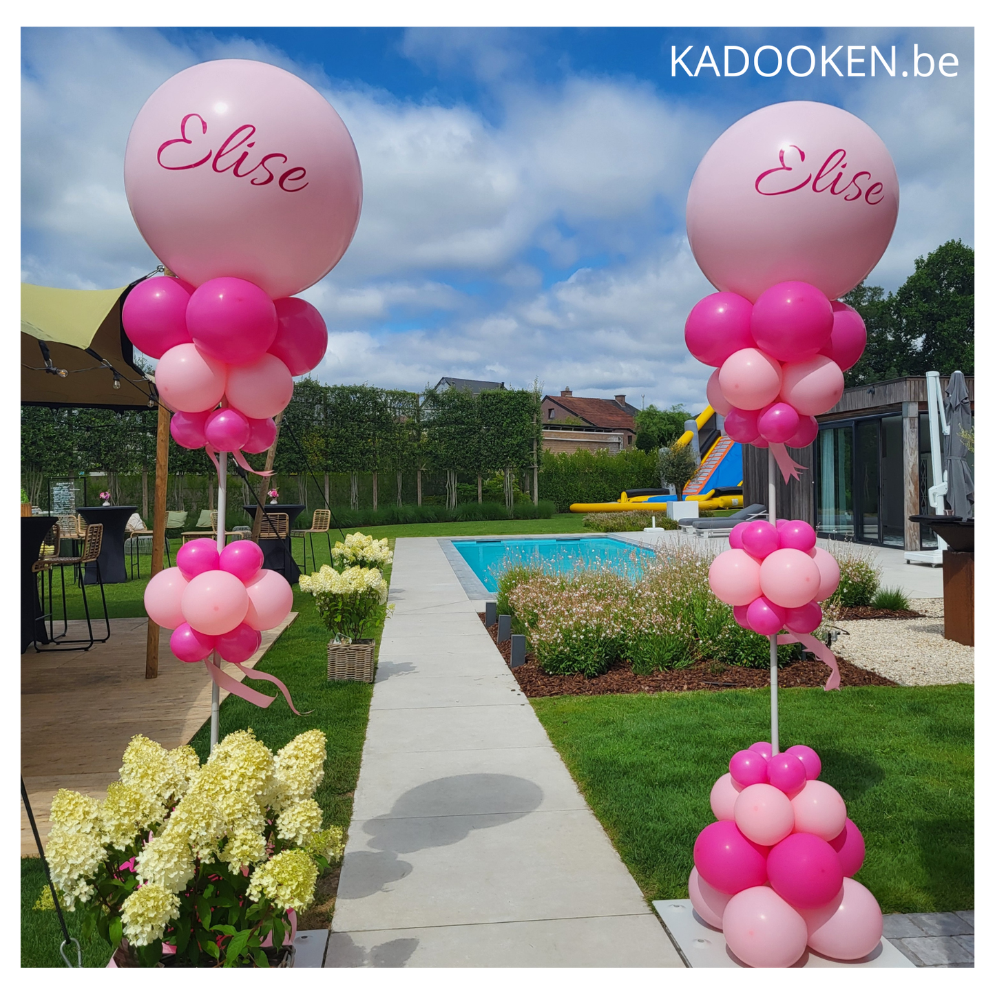 Elegante ballonzuil met eigen tekst