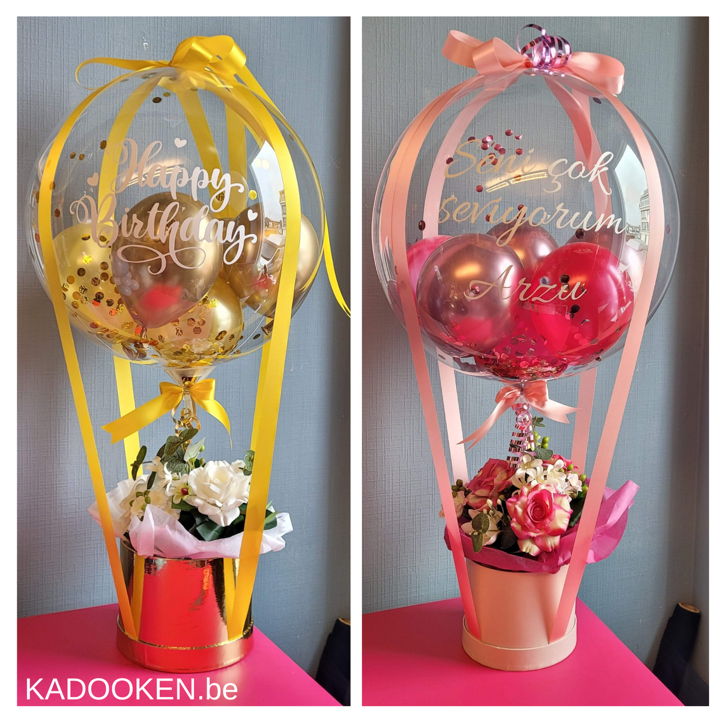 Luchtballon met bloemen