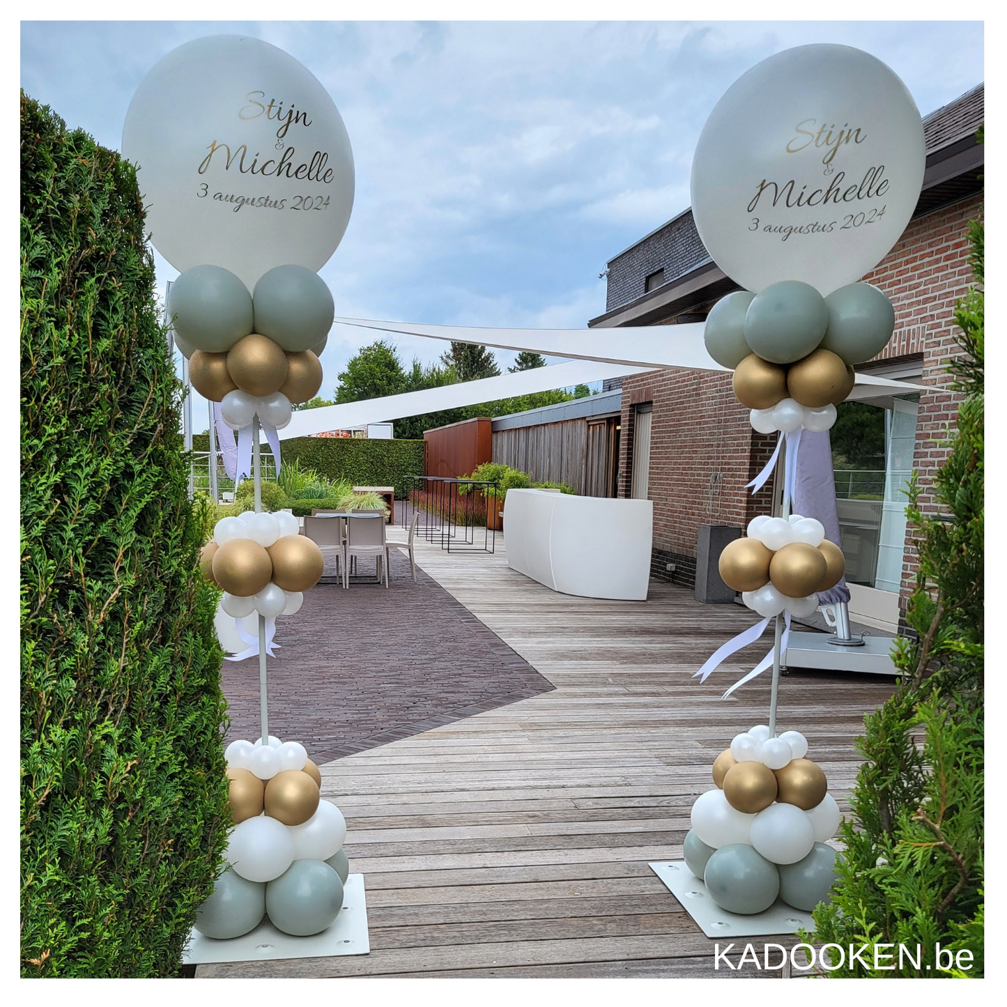 Elegante ballonzuil met eigen tekst