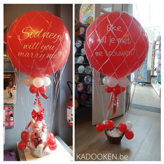 XL luchtballon met mandje en eigen tekst