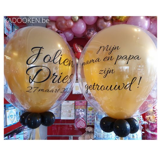 Standaard Bubble ballon met eigen tekst - huwelijk